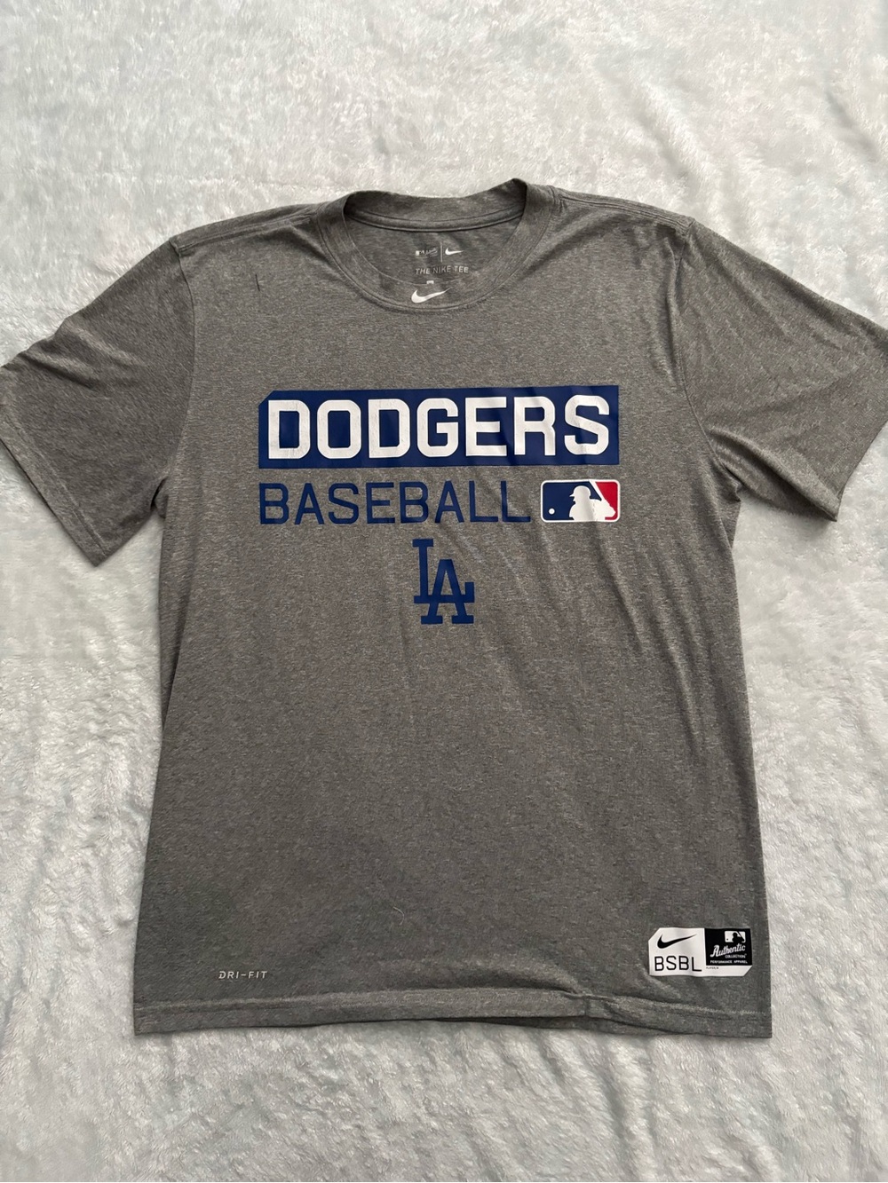 MLB LA Dodgers Nike Gray Crew Neck Dri-FIT Tee